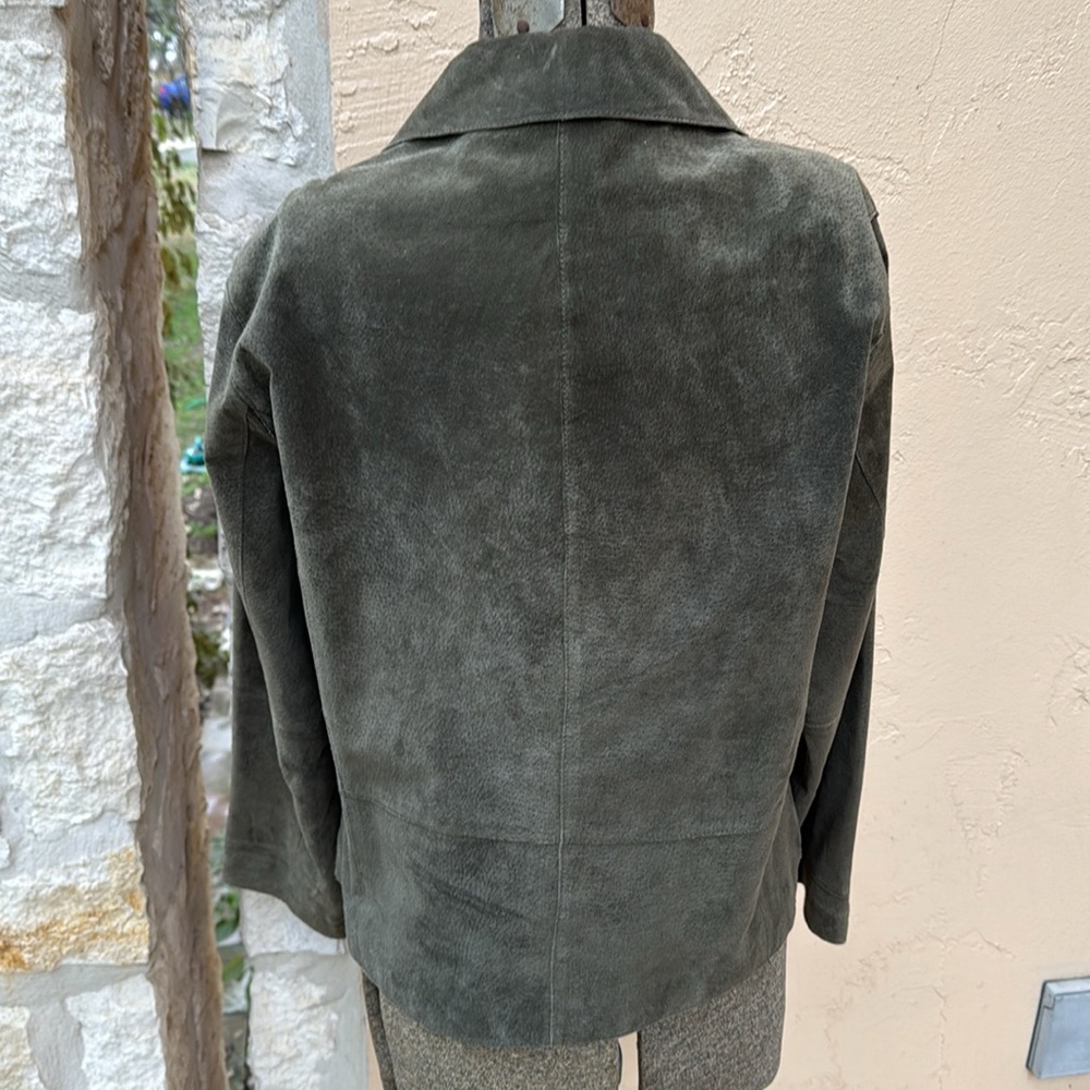 Chico’s Forest Green Suede Leather Jacket Size 2 (12-14) Medium - Picture 5 of 11